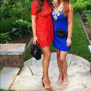 red lace dress short sleeve